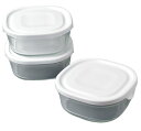 【送料無料】iwaki イワキ 耐熱ガラス パック&レンジ S ミニ 浅型 ホワイト 450ml 3個セット 重ねパック SKC3240-W3 3個セット