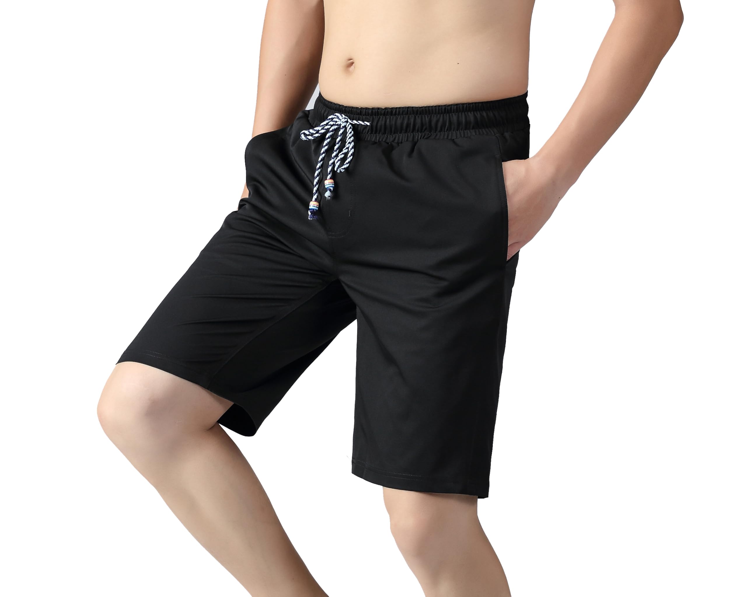 【送料無料】 ビーチパンツメンズ 水陸両用 速乾水着 UPF50+ 色：ブラック、サイズ：XL