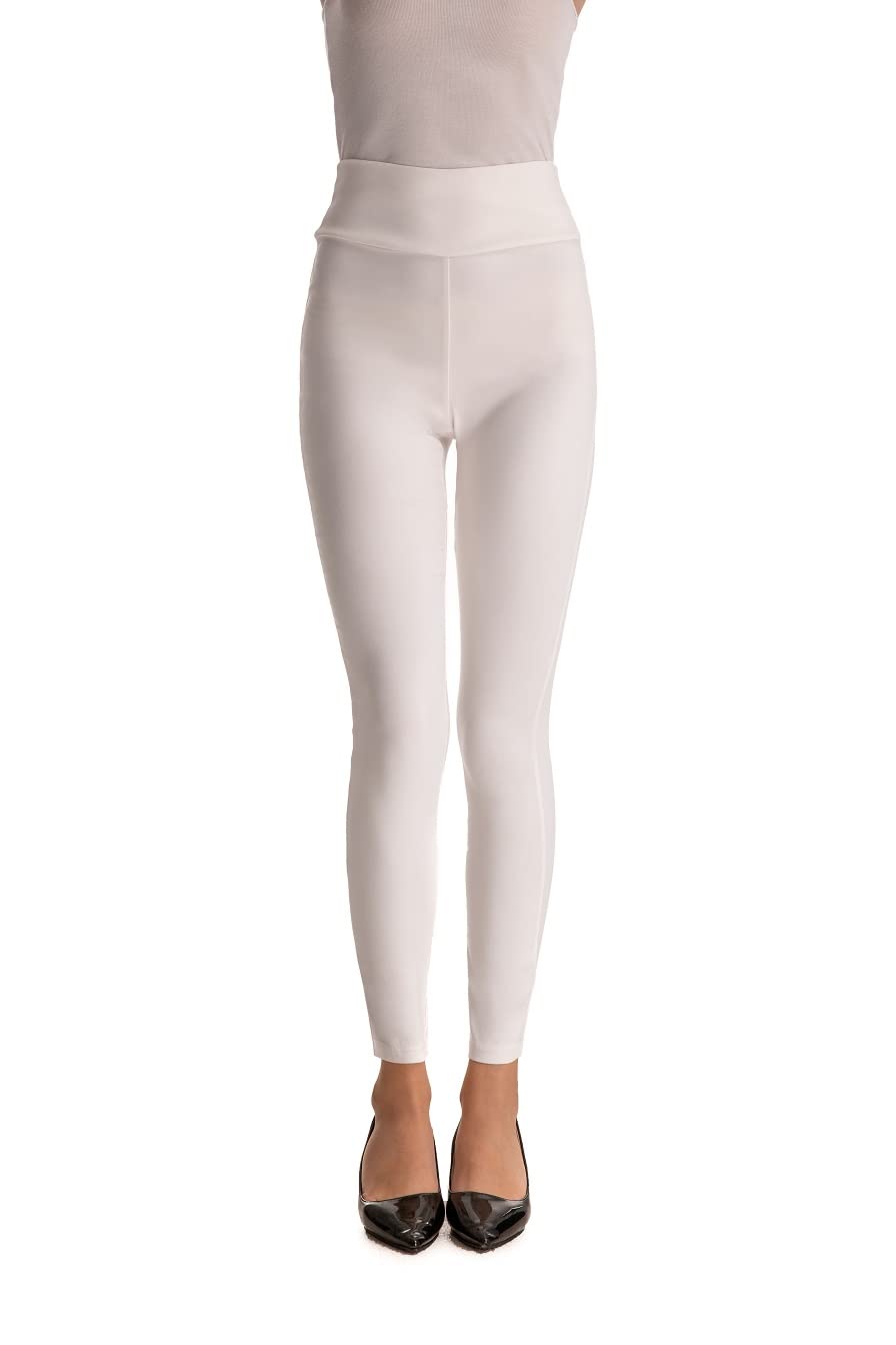 【送料無料】 ハイウエストストレッチ美脚スキニーレギンスパンツ 色：ホワイト、サイズ：S Regular