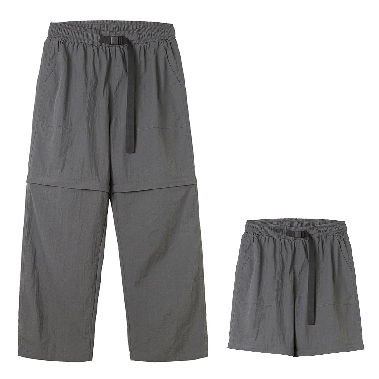 【送料無料】 ズボン アウトドアパンツ ワイドパンツ ロングパンツ ハーフパンツ ショートパンツ 裾着脱 2way 撥水 通気性 無地 アウトドア メンズ レディース CK2372 色：ダークグレー、サイズ：XL(4)