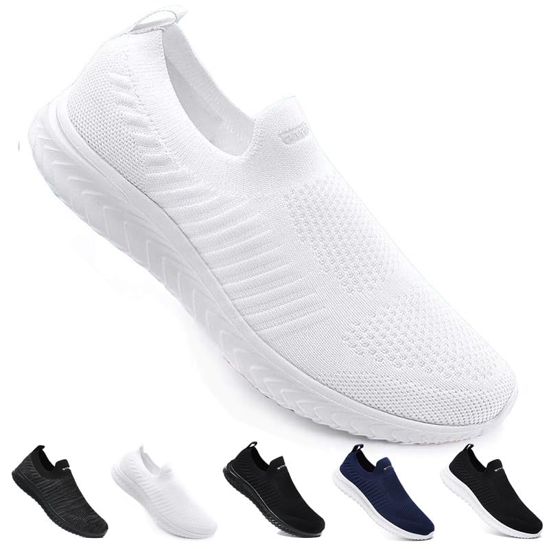 【送料無料】 スニーカー スリッポン メンズ レディース ナースシューズ ウォーキングシューズ スポーツシューズ 運動靴 メンズ ランニングシューズ 黒 白 婦人 靴 室内シューズ 超軽量 滑り止 通気 22.5cm-28.0cm 色：ホワイト、サイズ：26.0 cm