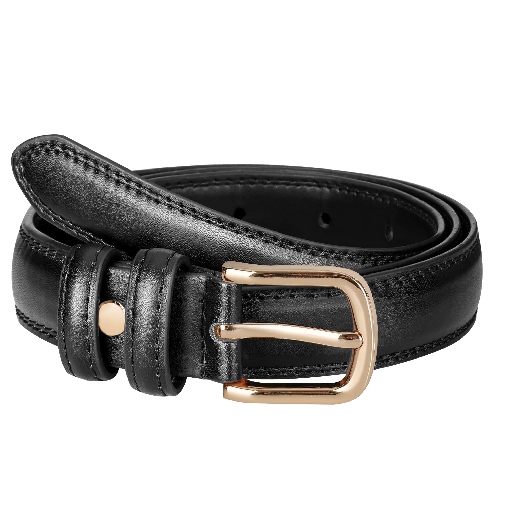 【送料無料】 ベルト レディース 革 スーツ 黒 ビズネス カジュアル スカート おしゃれ プレゼント 女性用 色：ブラック、サイズ：110