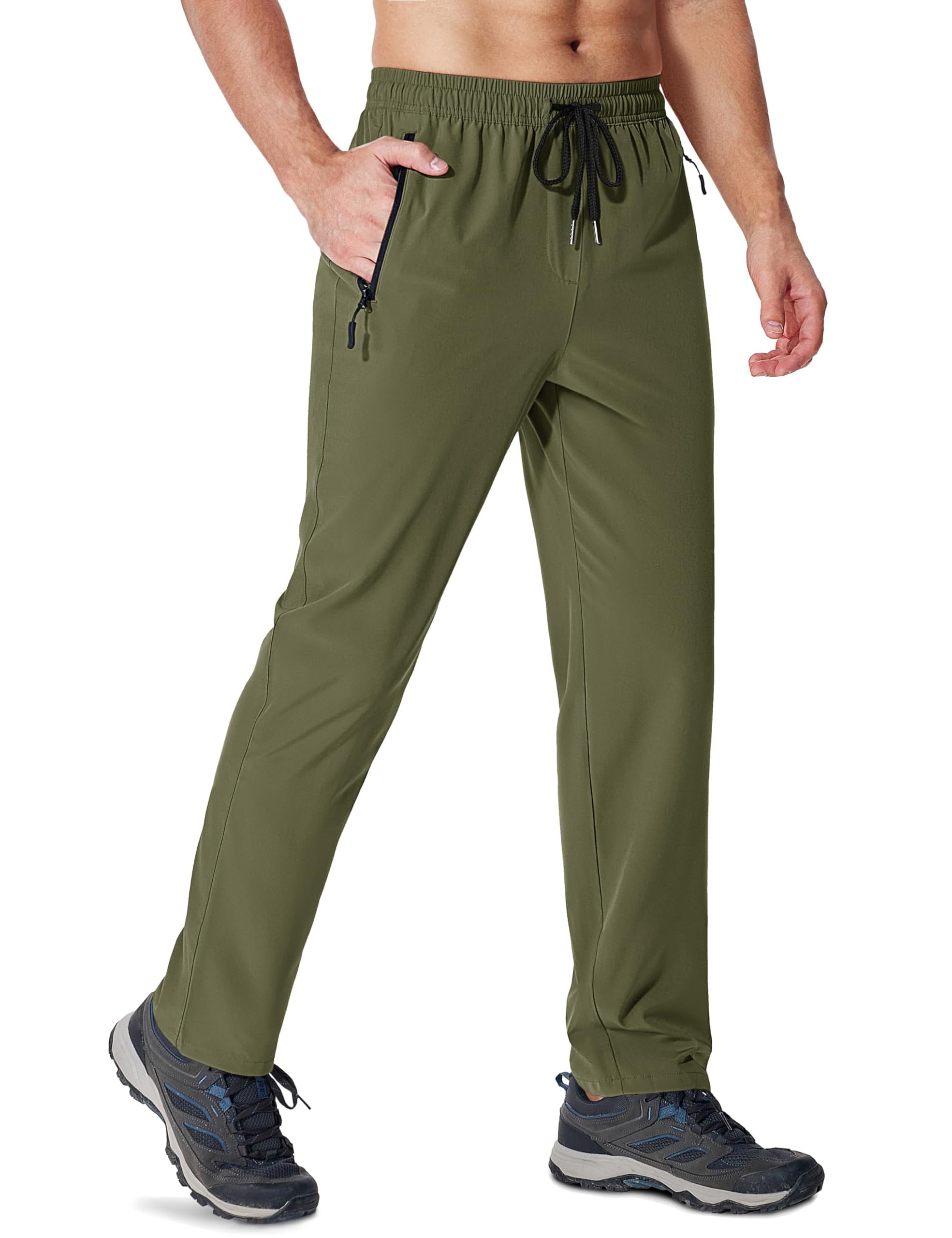 【送料無料】 ジャージ メンズ 下 ランニングパンツ スポーツウェア 吸汗速乾 通気 撥水 ストレッチパンツ トレーニング ジム ボトムス 春夏秋 色：アーミーグリーン、サイズ：M