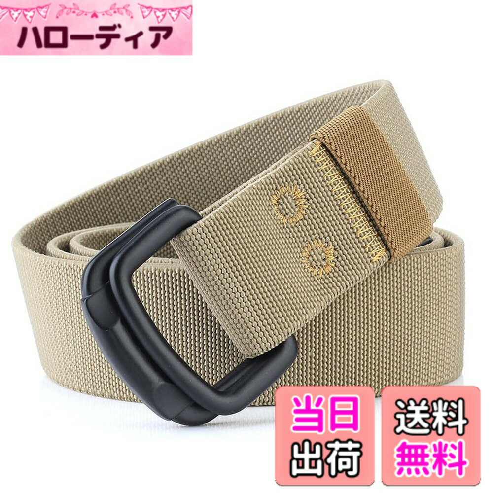 【送料無料】 ベルト メンズ キャンバスベルト レディース GIベルト おおきいサイズ ストレッチ カジュアル 調整可能 ピン式 作業服 プレゼント 4色展開 色：カーキ、サイズ：120cm