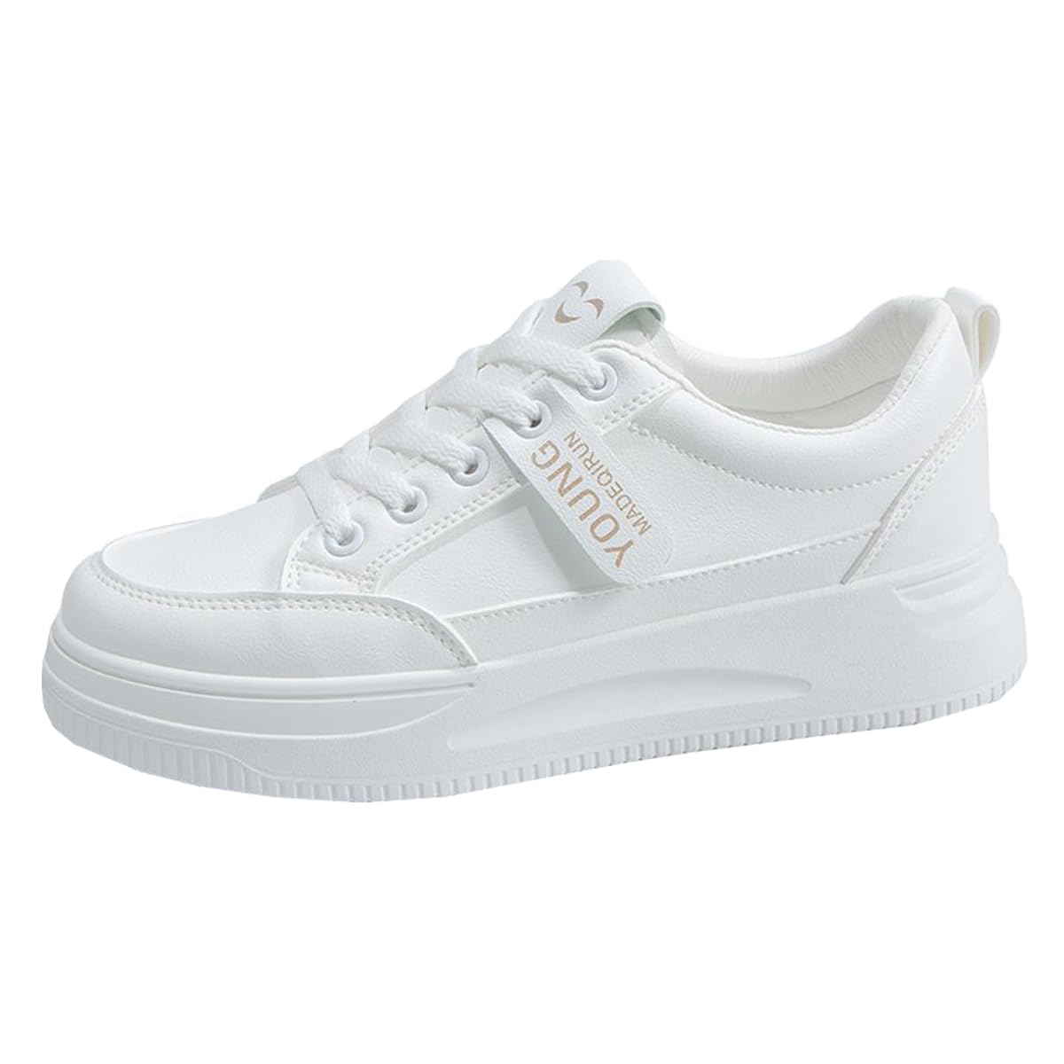 【送料無料】 スニーカー レディース ウォーキングシューズ 厚底スニーカー 白い靴 カジュアル 3CMヒール シューズ 靴 くつ 可愛い 軽量 防滑 通勤 通学 日常着用 22.5-25.0cm 色：ホワイト、サイズ：24.0 cm