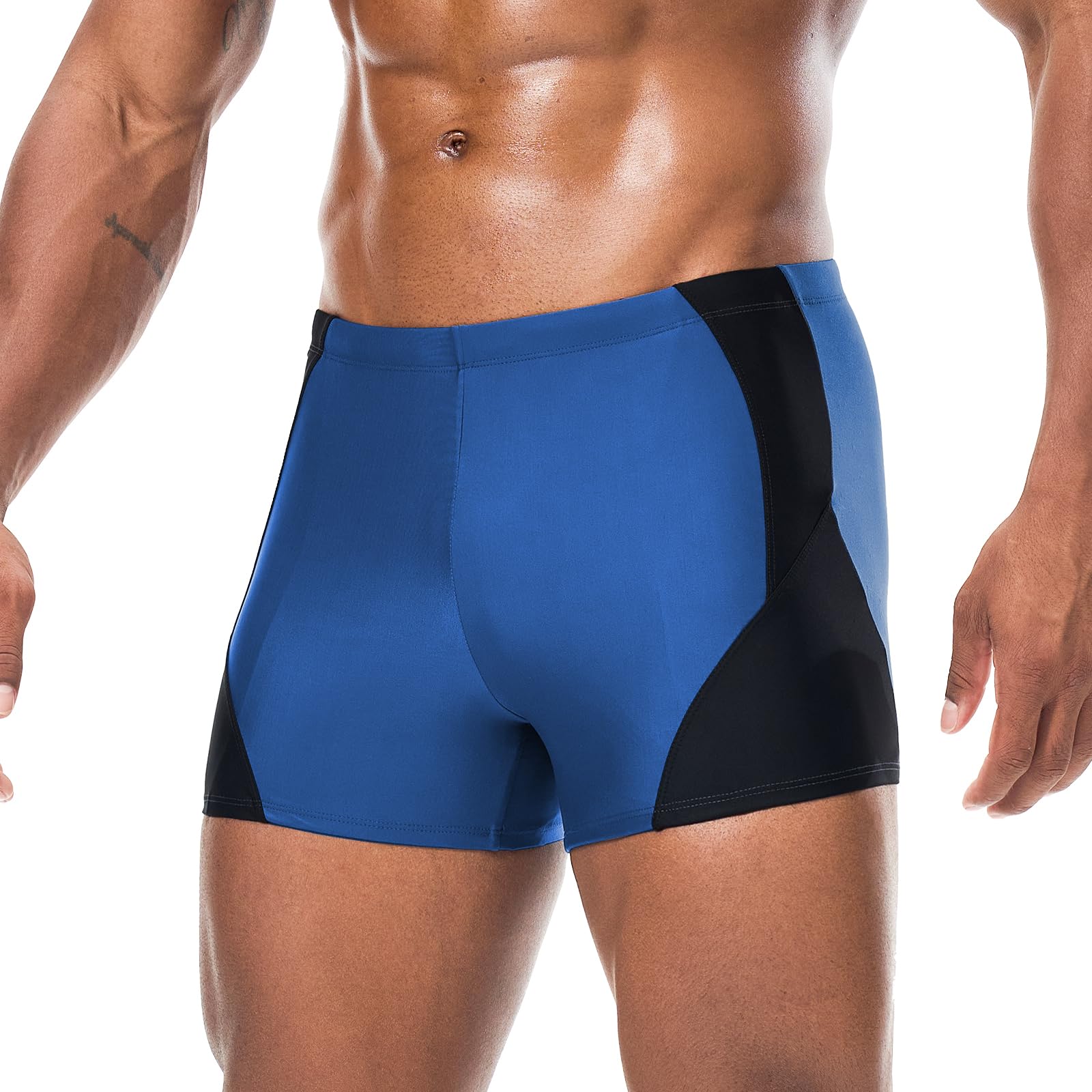 【送料無料】 メンズ 水着 フィットネス 競泳 男性 スイムパンツ フィットネス水着 体型カバー スイムウェア 水泳パンツ サーフパンツ 大きいサイズ 色：ブルー、サイズ：M