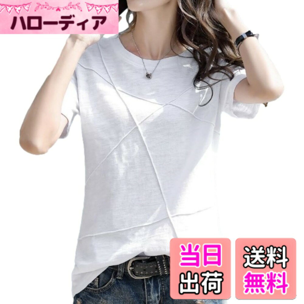 樂天商城 - 【送料無料】 tシャツ レディース 薄手 半袖 かわいい カットソー ゆったり お洒落 カジュアル きれいめ 上品 大きいサイズ 着心地 快適 色：ホワイト、サイズ：XL