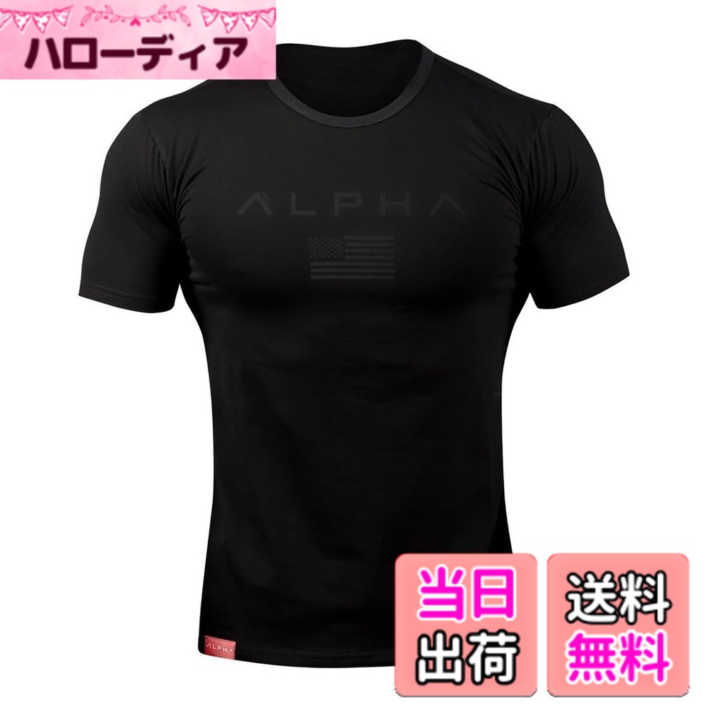 Other - 【送料無料】 ジムtシャツ ストレッチ 半袖 細身 フィットネス トレーニング 筋トレ スポーツ おしゃれ メンズ 速乾性 吸汗 カジュアル アクティブ Tシャツ ウェア メンズ tシャツ 色：ブラック+黒、サイズ：L