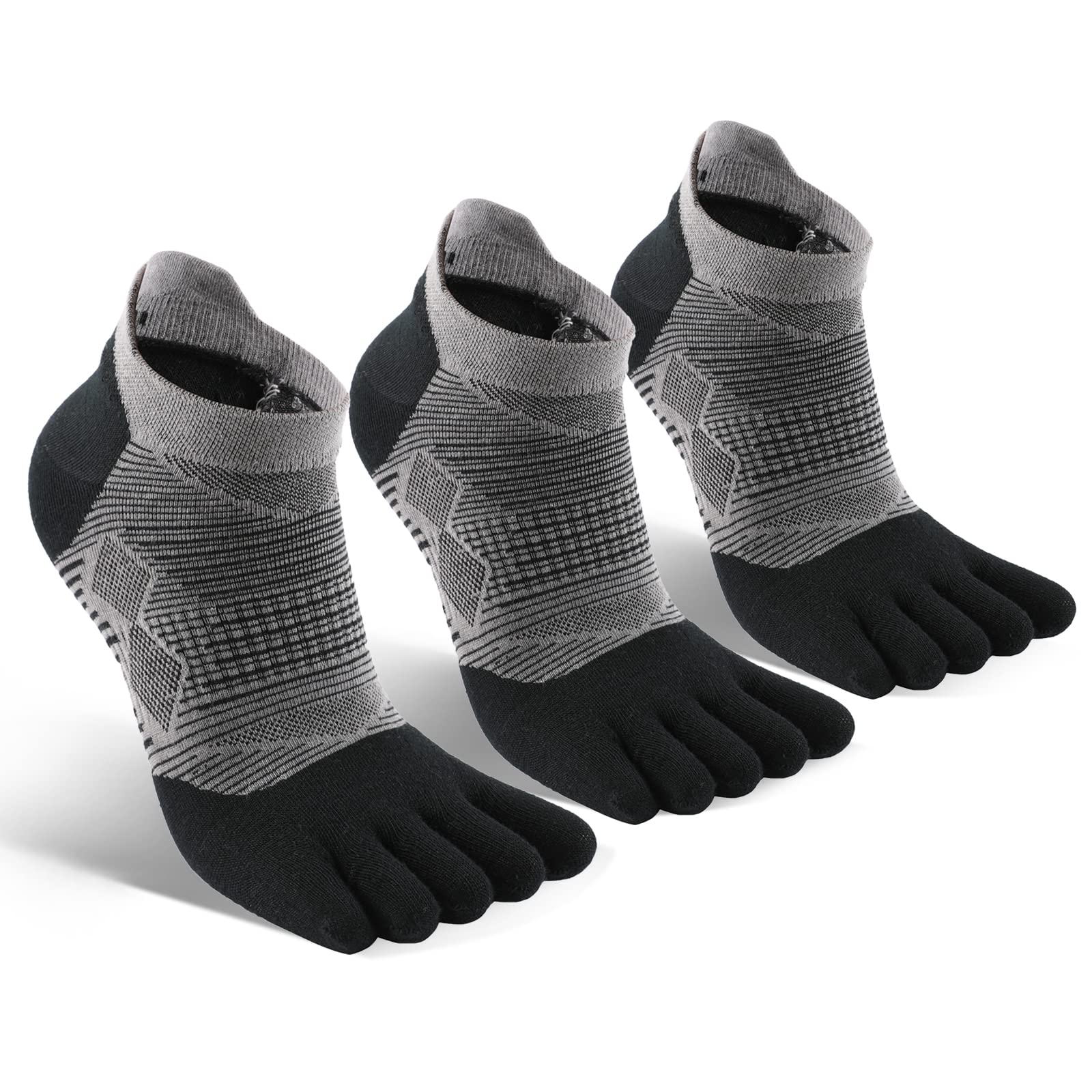【送料無料】[WRELS] 靴下5本指 ランニングソックス スポーツ ソックス 5本指 五本指ソックス メンズ レディース くるぶし 着圧 22-27cm マラソン ゴルフ 野球 作業用 消臭 色：3足　グレー*3、サイズ：24.0-27.0 cm
