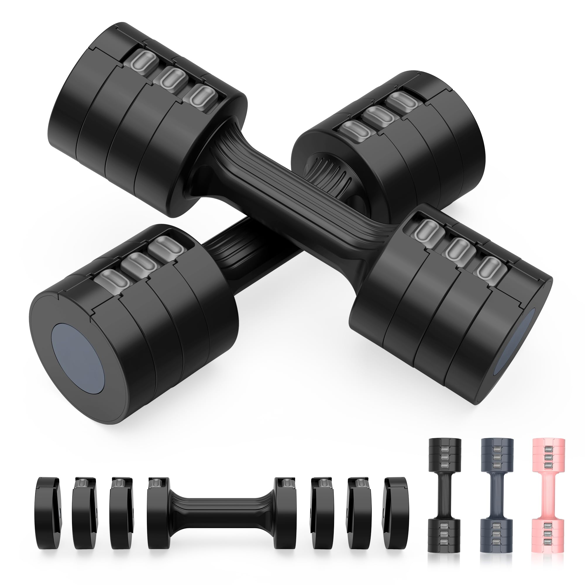 【送料無料】ダンベル 可変式 【重さ調節可能・鋳鉄アレイ】 1kg〜10kg 可変式ダンベル 10kg 2個セット..