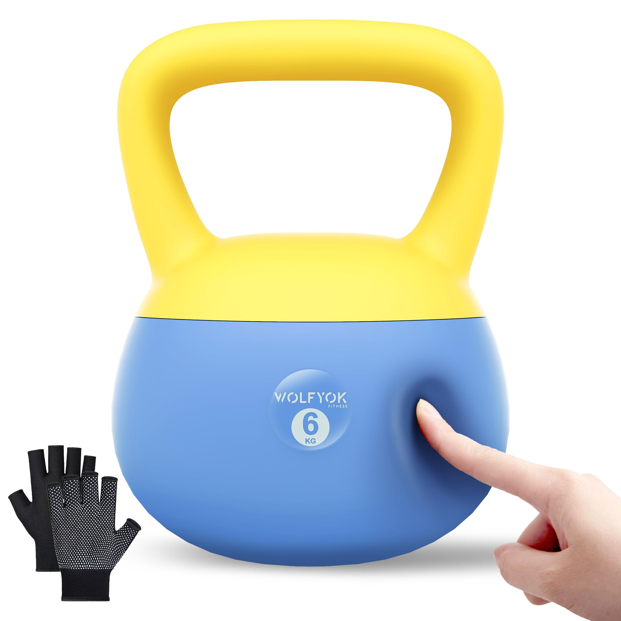 【送料無料】ケトルベル ソフト 4kg 6kg 8kg 10kg 滑り止め手袋 【鋼砂充填・騒音軽減】kettlebell ト..