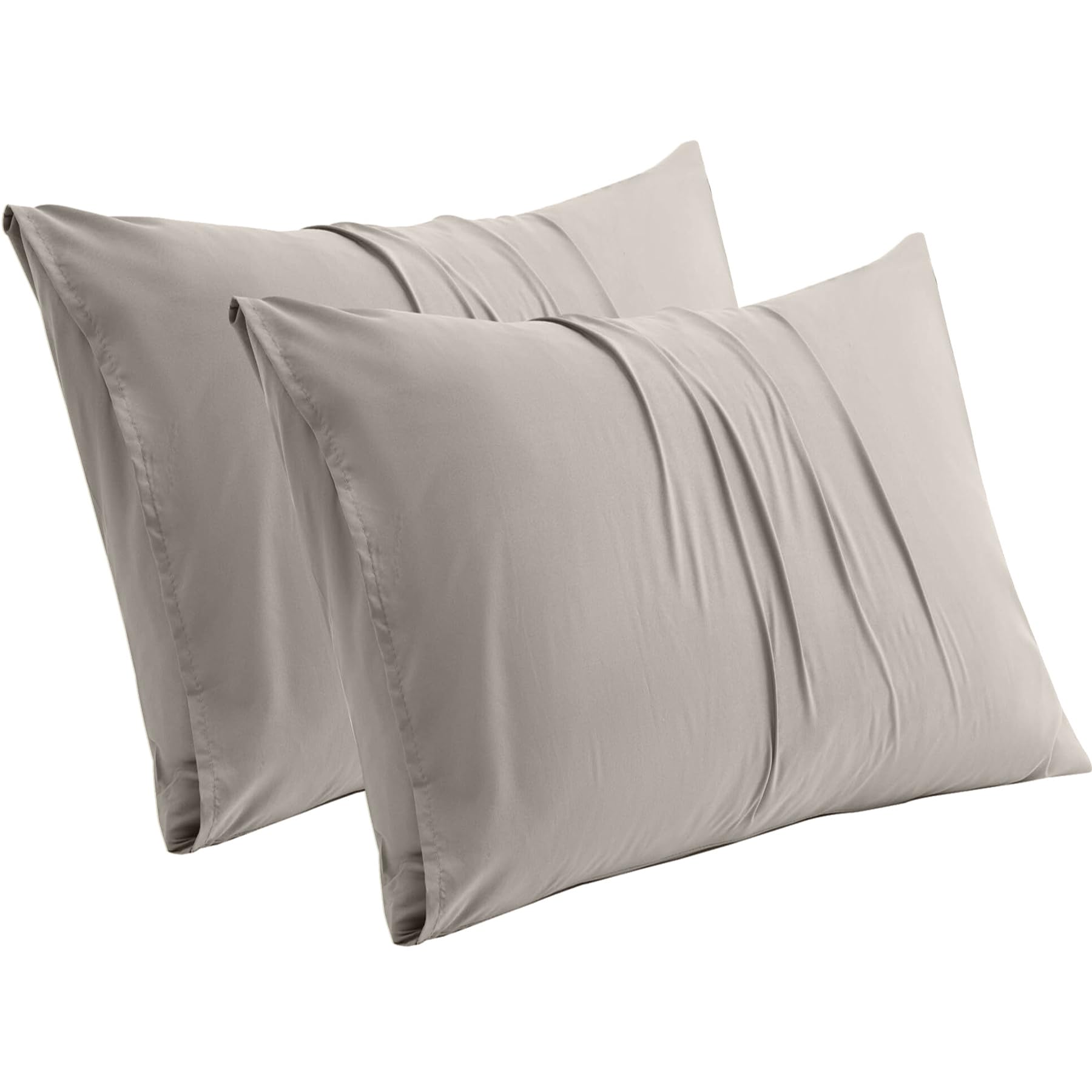 【送料無料】DPEAN 枕カバー 2枚セット 43 63 ピローケース ピーチスキン加工 封筒式 おしゃれ オールシーズン 通気 速乾 肌にやさしい 着脱簡単 抗菌防臭 洗える 丸洗いOK 色：ベージュ、サイズ：43x63cm