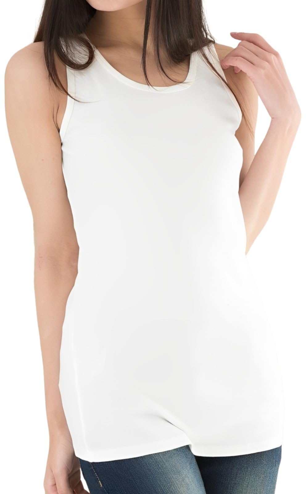 【送料無料】[emptio] [エンプティオ] カップ付き タンクトップ ノースリーブ ミニ丈 フィットネス レディース 肌にやさしい 肌着 色：#02オフホワイト、サイズ：M