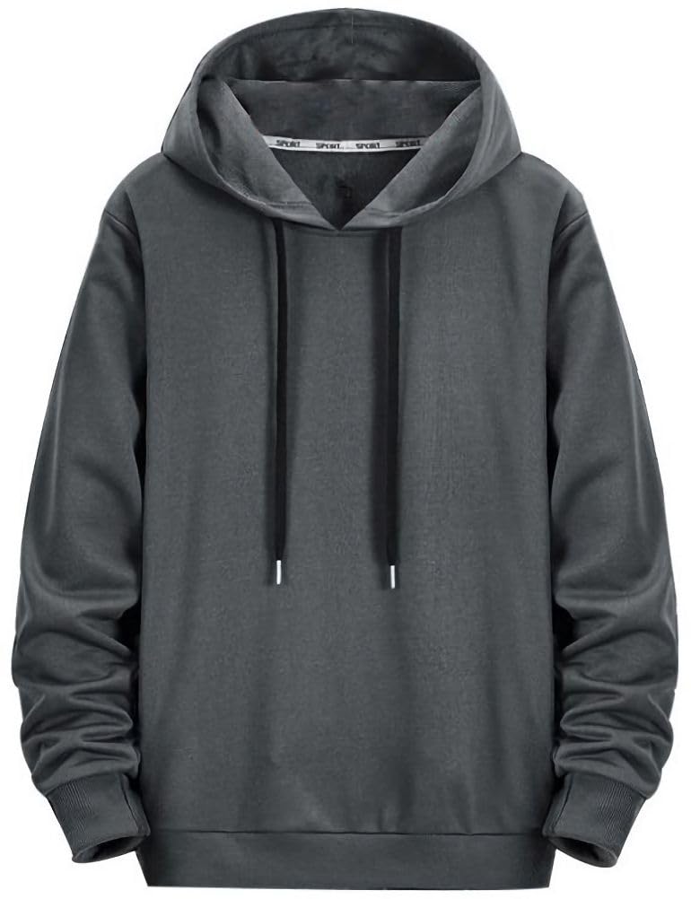 【送料無料】[emptio] [エンプティオ] 無地 スリム パーカー 長袖 フード付き メンズ 色：チャコールグレー、サイズ：M