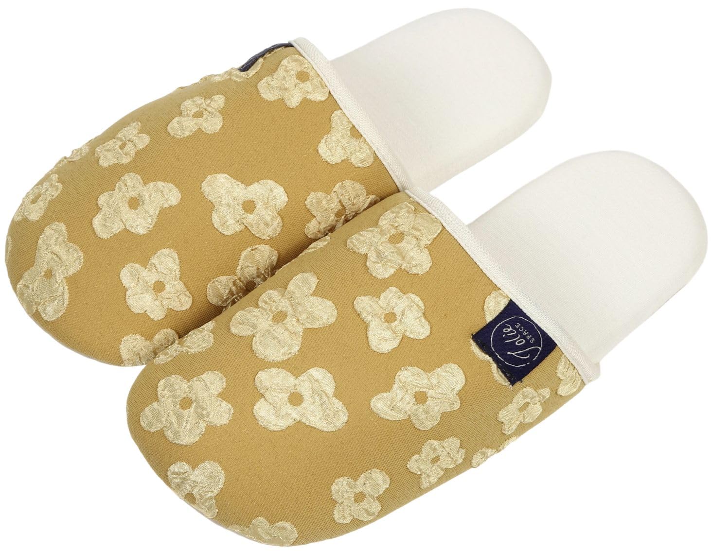【送料無料】[emptio] [エンプティオ] ソフト 花モチーフ ボタニカル フィット スリッパ 室内履き ルームシューズ 軽い 色：アンティークゴールド、サイズ：M