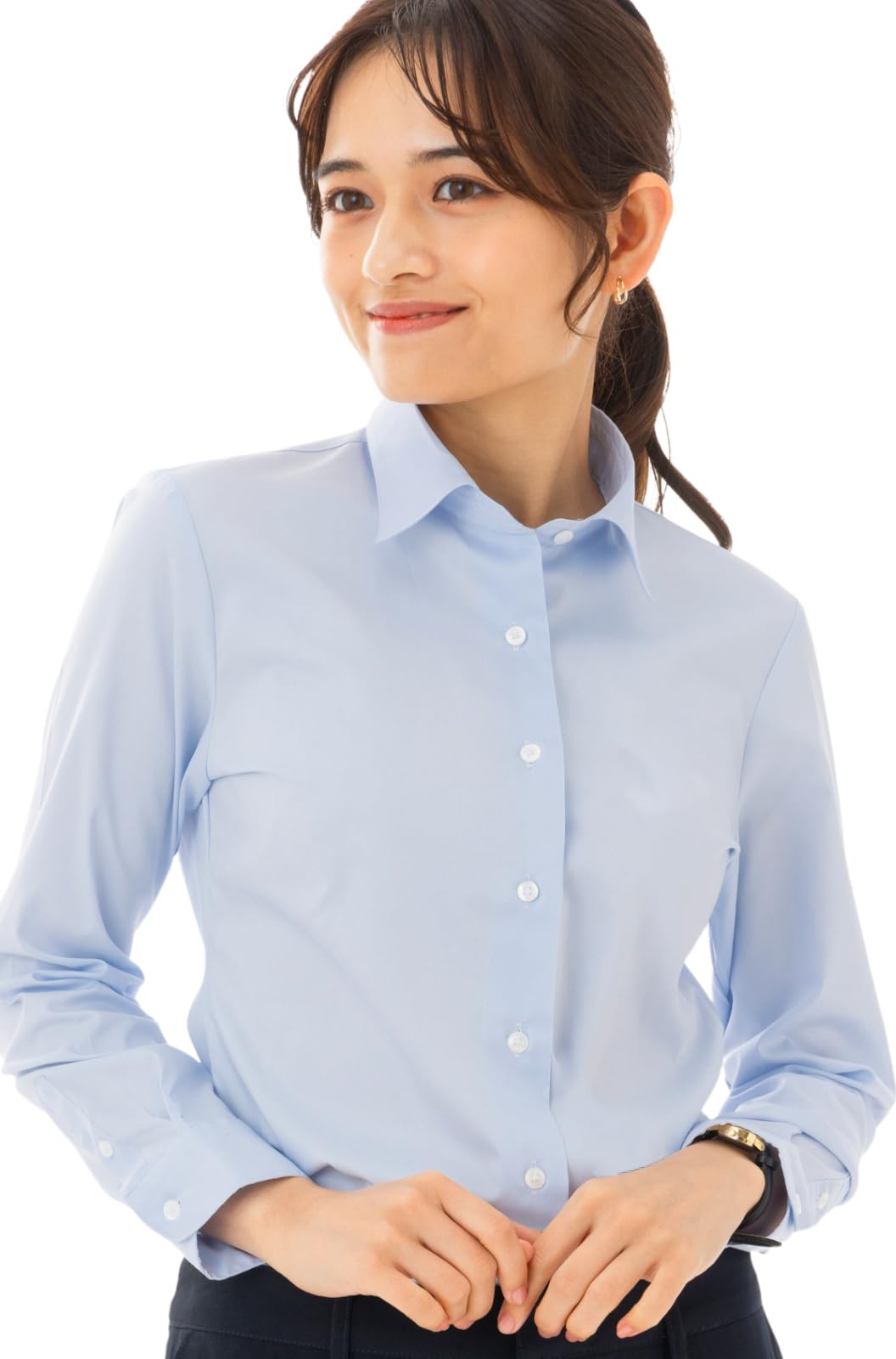 【送料無料】[Cenote Rico] 【老舗の高機能シャツ】 ワイシャツ ブラウス 就活 リクルート 事務服 オフィス シャツ ［超形態安定］［透けにくい］ [UVカット] 色：ブルー、サイズ：11 号 AR