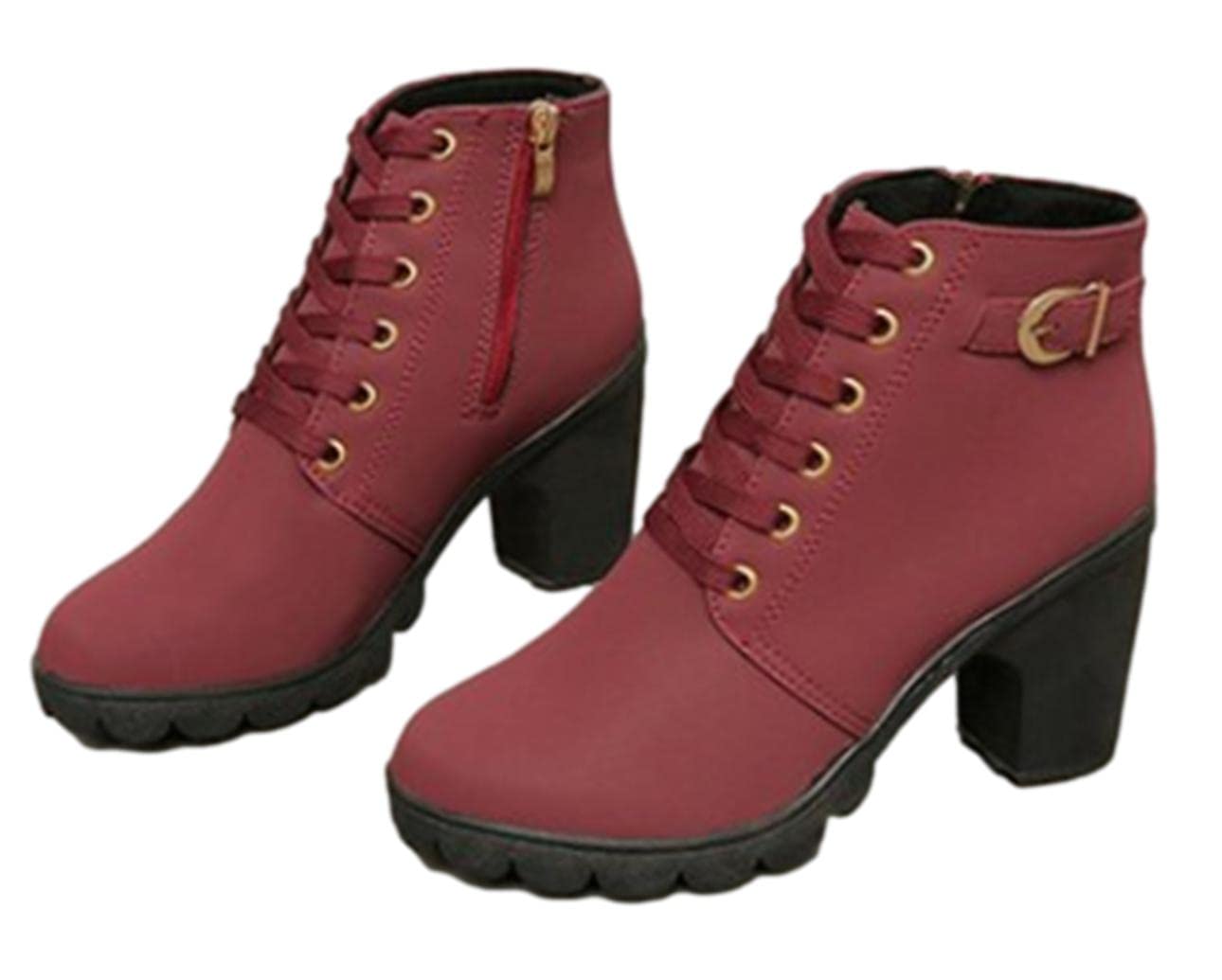 【送料無料】[SLOW＆MELLOW] ショートブーツ レースアップ サイドジップ 厚底 スエード レディース ヒ..