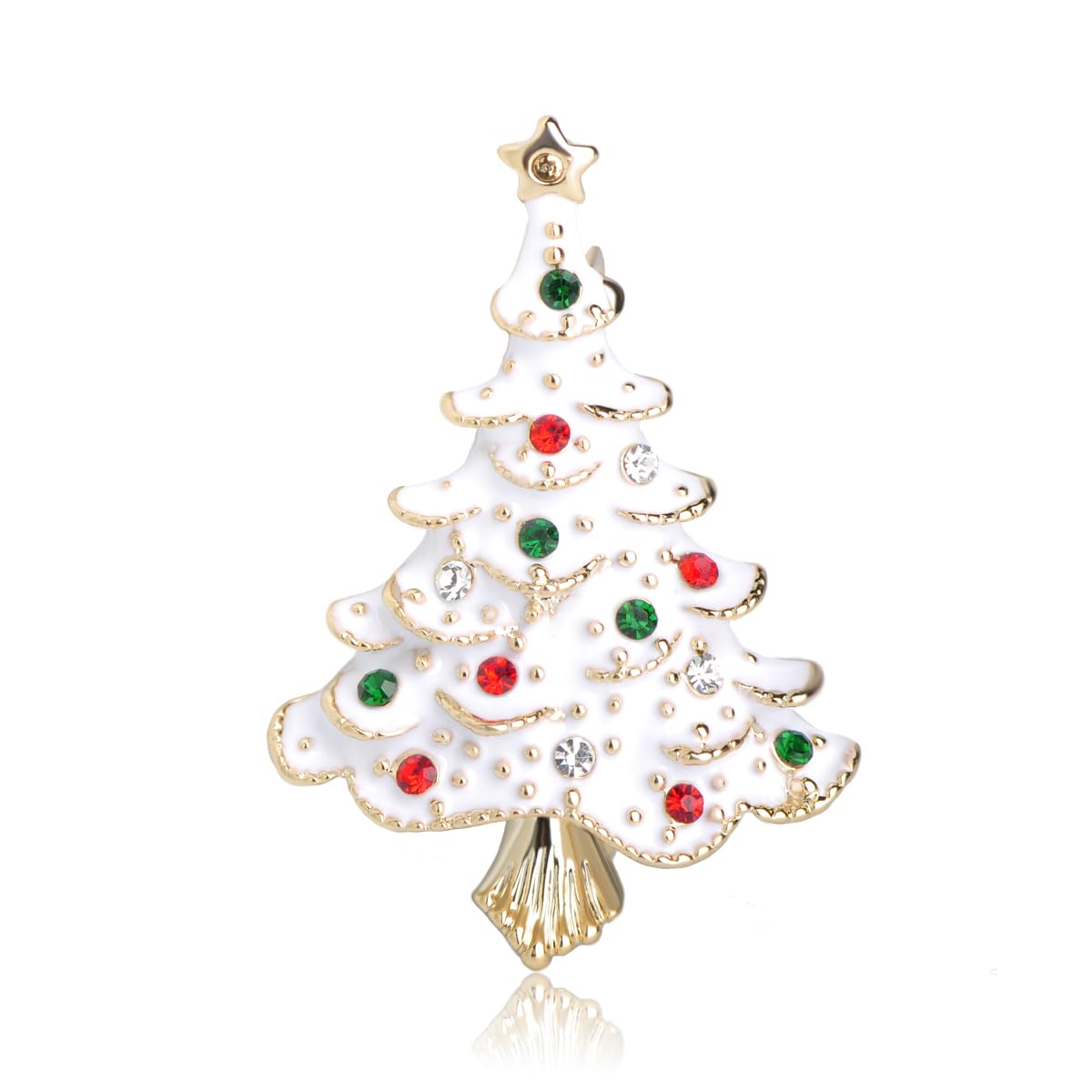 【送料無料】MECHOSEN クリスマスシリーズ レディース リボン ブローチ クリスマス ベル 18金 クリスマス プレゼント クリスタル 飾り ゴールド ブローチピン クリップ セット ラインストーン 子供 小さめ 色：ホワイト