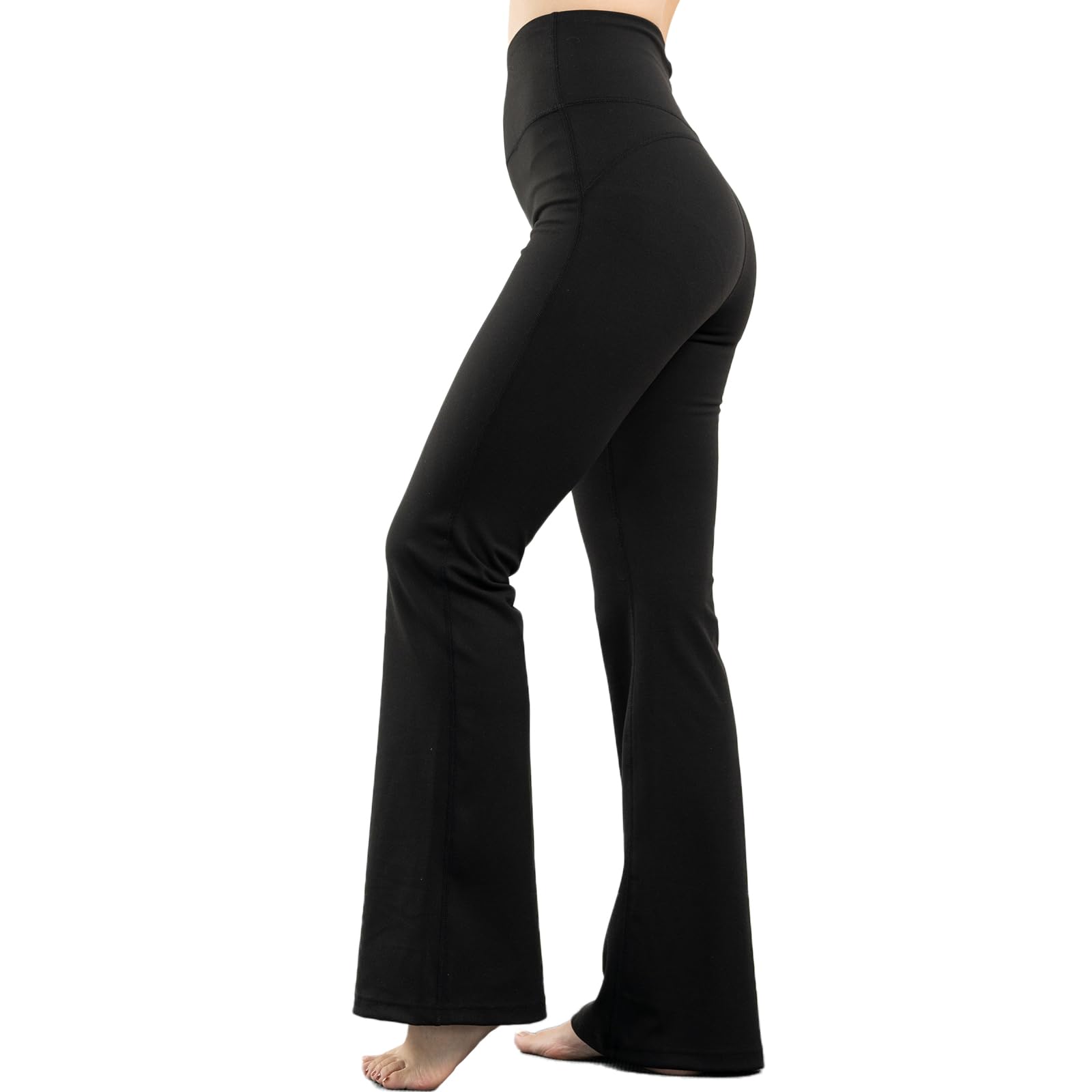 【送料無料】[iito.seasons] フレアパンツ フレアレギンス レギンス ヨガパンツ レディース ヨガ スポーツウェア 10分丈 ハイウエスト 無地 綿 伸縮性 ダンス フィットネス ストレッチ 美脚 吸汗 速乾 快適 着痩せ UVカット 色：ブラック、サイズ：L