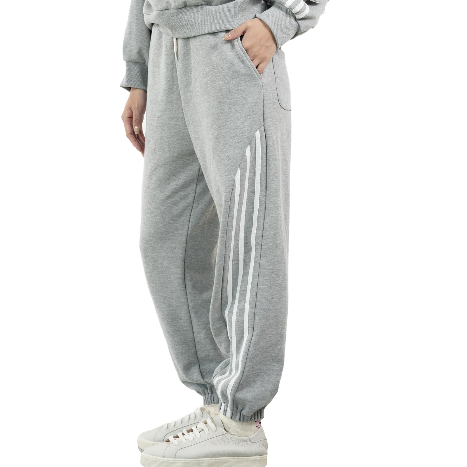 【送料無料】[iito.seasons] レディース ジャージ 下 フィットネスパンツ スウェットパンツ ロングパンツ ジョガーパンツ トレーニング ランニング ゆったり スポーツ カジュアル ボトムス ダンス ヨガ 色：杢グレー、サイズ：M