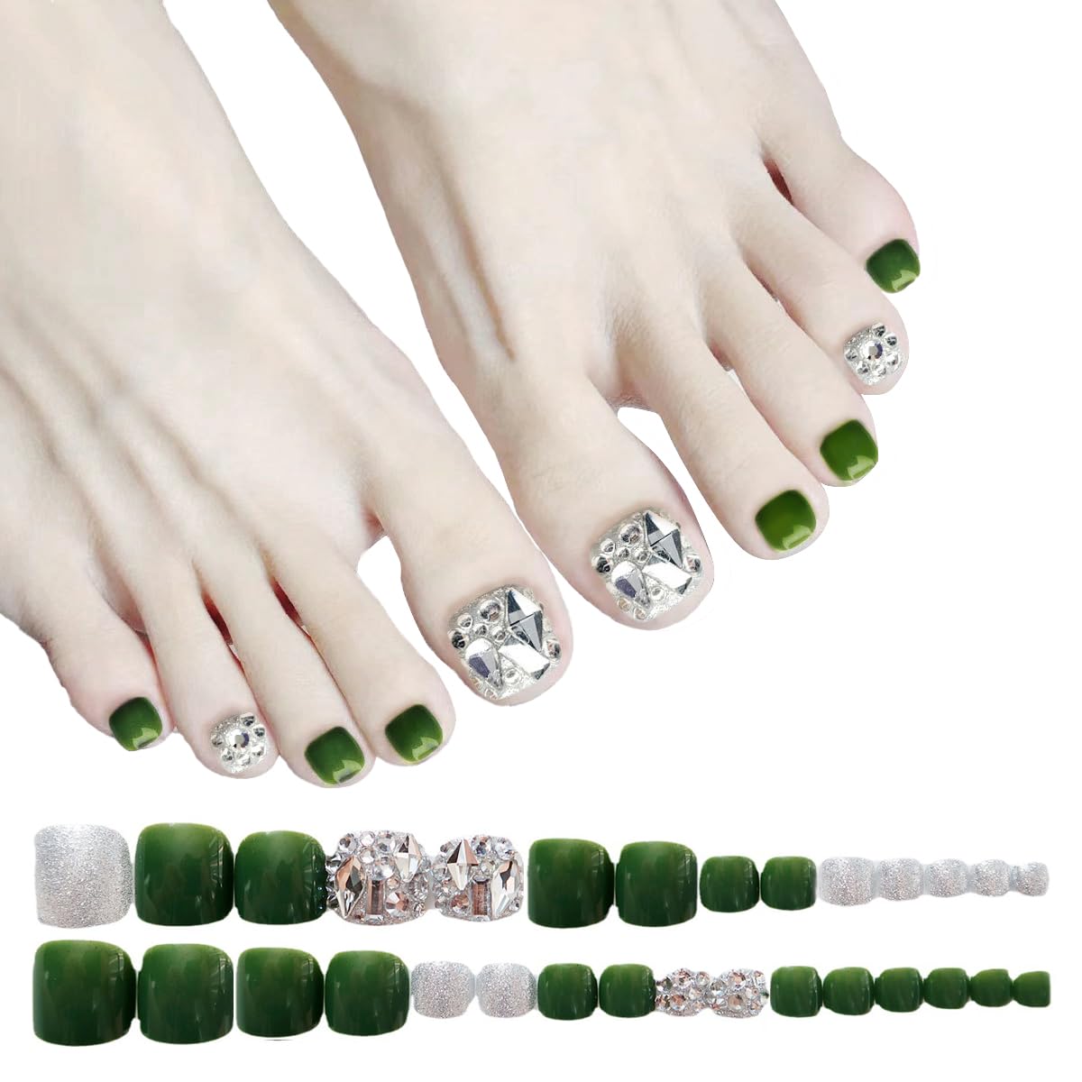 【送料無料】ALUBES 3D ジェルネイル ネイルチップ フット ジェルネイルシール ネイルシール ネイルステッカー 貼るだけネイルシール おうちネイルセルフネイル 初心者向け 夏ネイル 色：J-36、サイズ：1個 (x 24)