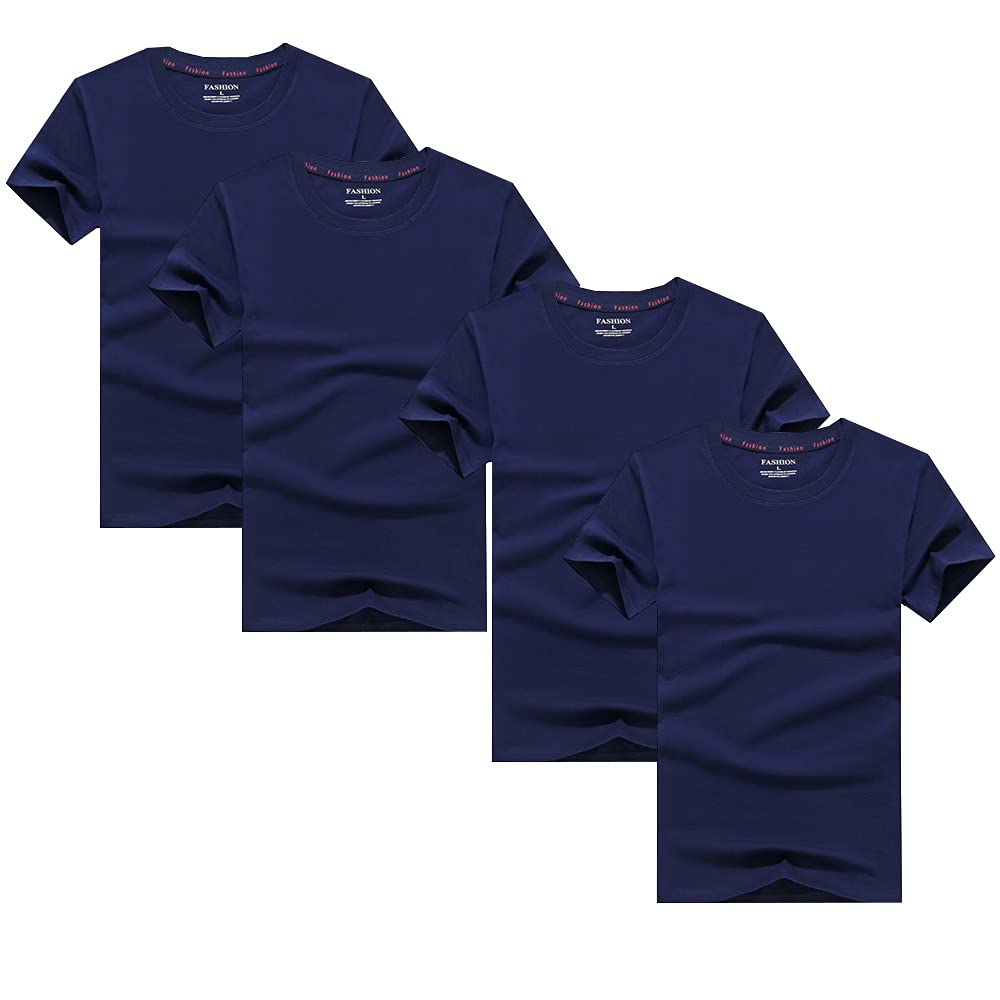 【送料無料】Hisitosa インナーシャツ メンズ 肌着 5枚組 Tシャツ 半袖 クルーネック 防菌防臭 綿100% シャツ 下着 クセになる肌触り 色：ネイビー 4枚組、サイズ：XL