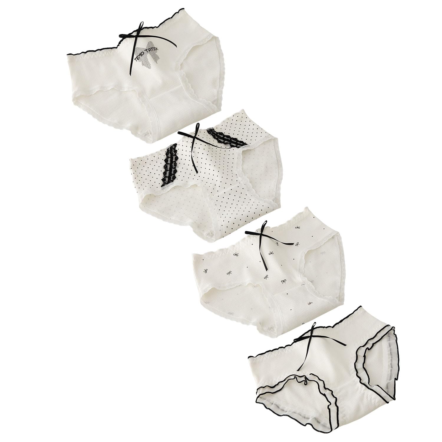 【送料無料】[KARZUKI] ショーツ レディース 4/5枚セット 綿 下着 パンツ 可愛い 学生 フリル 日系風 ガールズショーツ カジュアル レディースショーツ レース 花柄 インナーレディース 女性 パンツ 肌着 大きい 色：4枚セット（1717）、サイズ：L