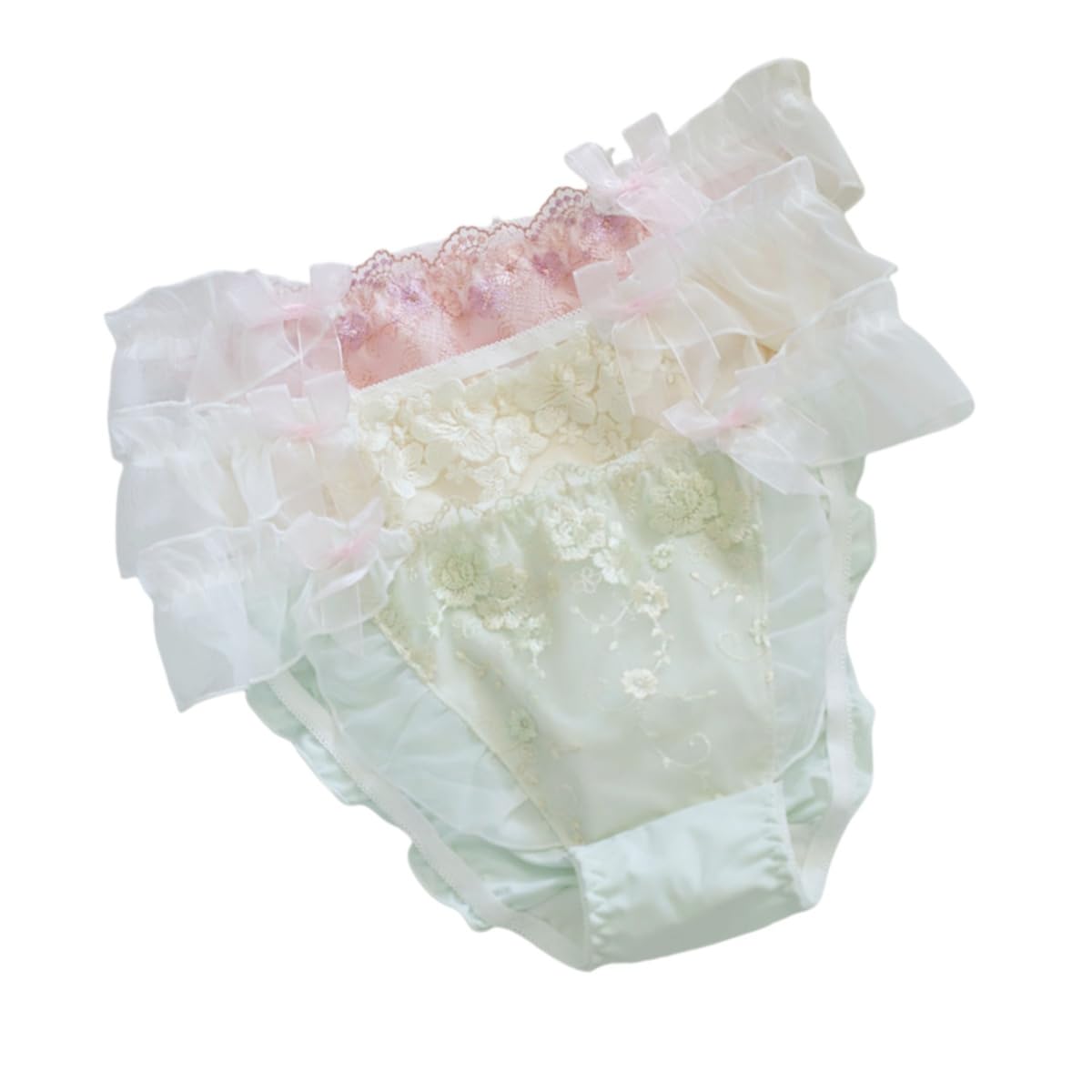 【送料無料】[KARZUKI] サテンパンティー 3枚組 アイスシルク生地 セクシーローライズ レディース下着 可愛いリボン フリル レース サラサラ 学生 ガールズショーツ 刺繍 コットンクロッチ 大きいサイズ 色：3枚セット（D組）、サイズ：XL