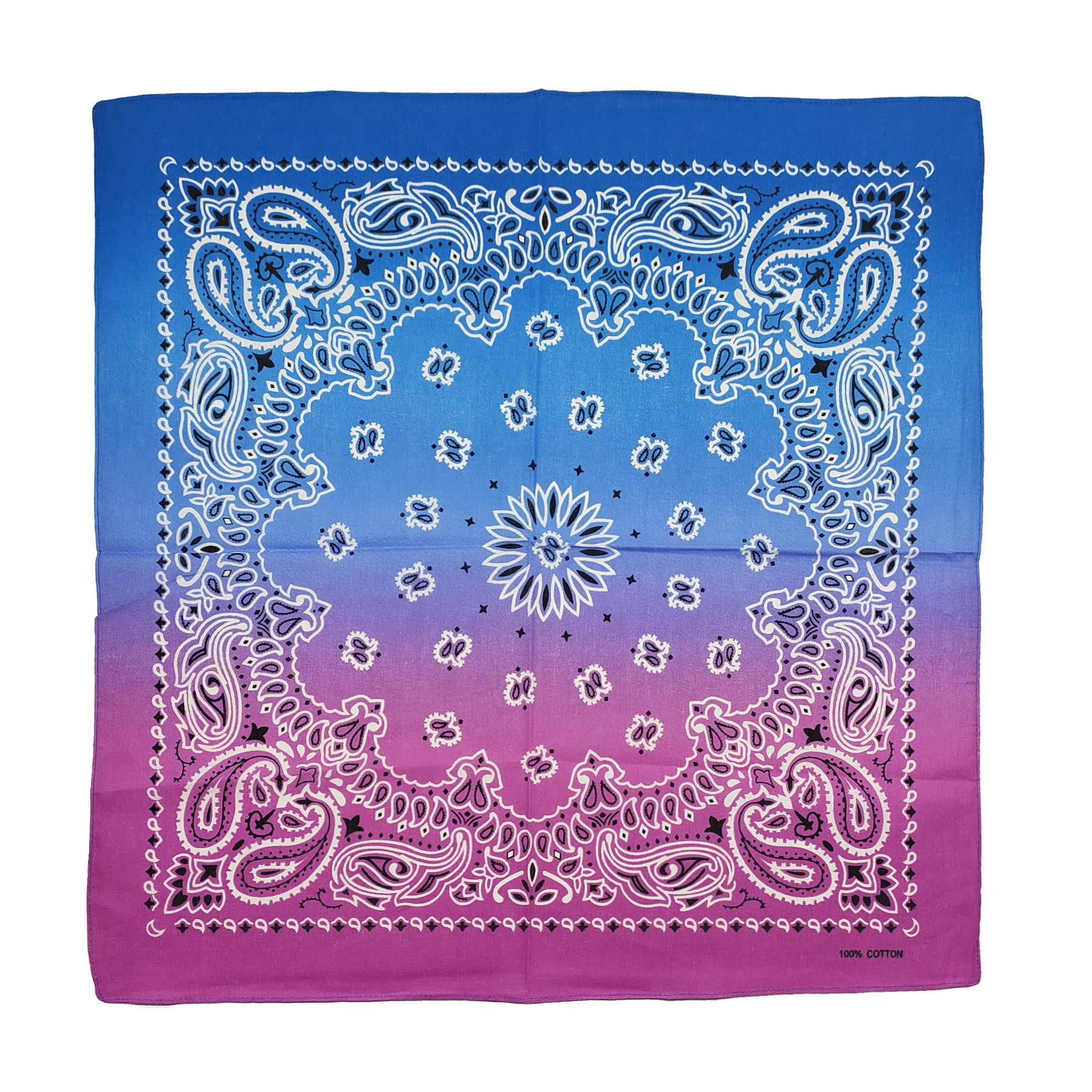 【送料無料】[kakatrend] バンダナ ペイズリー 三角巾 大人 綿100% おしゃれ ハンカチ コットン ばんだな ユニセックス ドゥーラグ 大判 メンズ 55cm×55cm 色：グラデーション 6H、サイズ：55cm×55cm