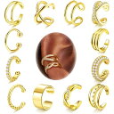 【送料無料】Jstyle 【12点セット】 イヤーカフ レディース 人気 ジュエリー 耳 カフ ピアス 女性 非 ピアス 14K ゴールド 軟骨 ピアス 調節可...