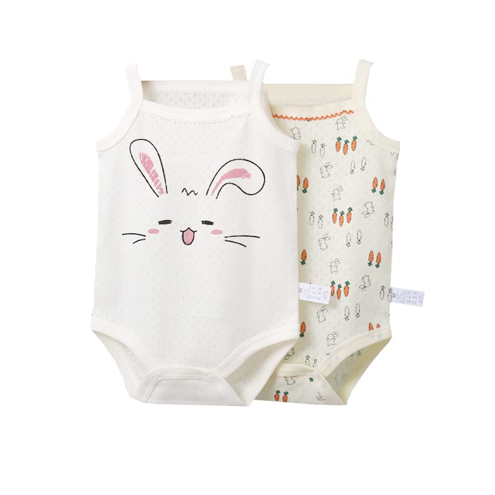 【送料無料】Baby Koiベビー服 三枚組 キャミソール ロンパース 肌着 夏 カバーオール ボディシャツ女の子 色：ウサギ柄二枚組、サイズ：80