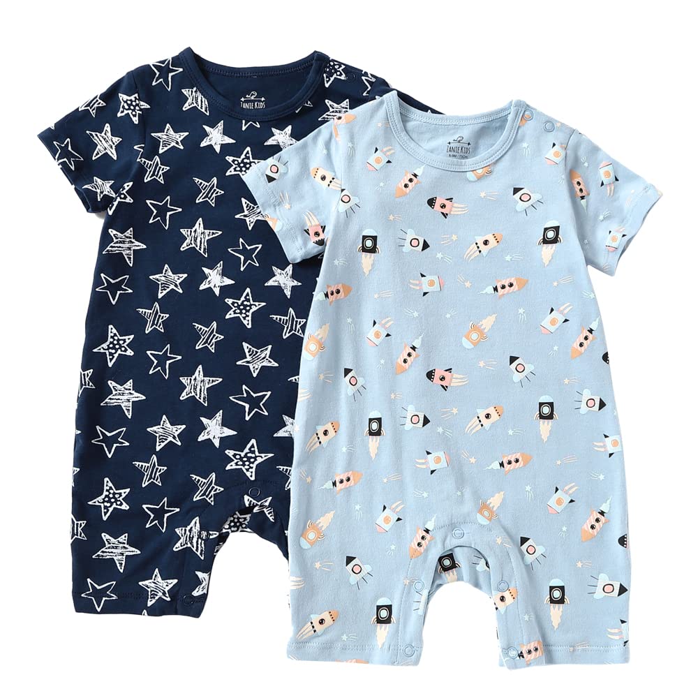 【送料無料】[Baby Nest] ベビー服 半袖 ロンパース 男の子 夏 肩ボタン フルプリント コットン セット..