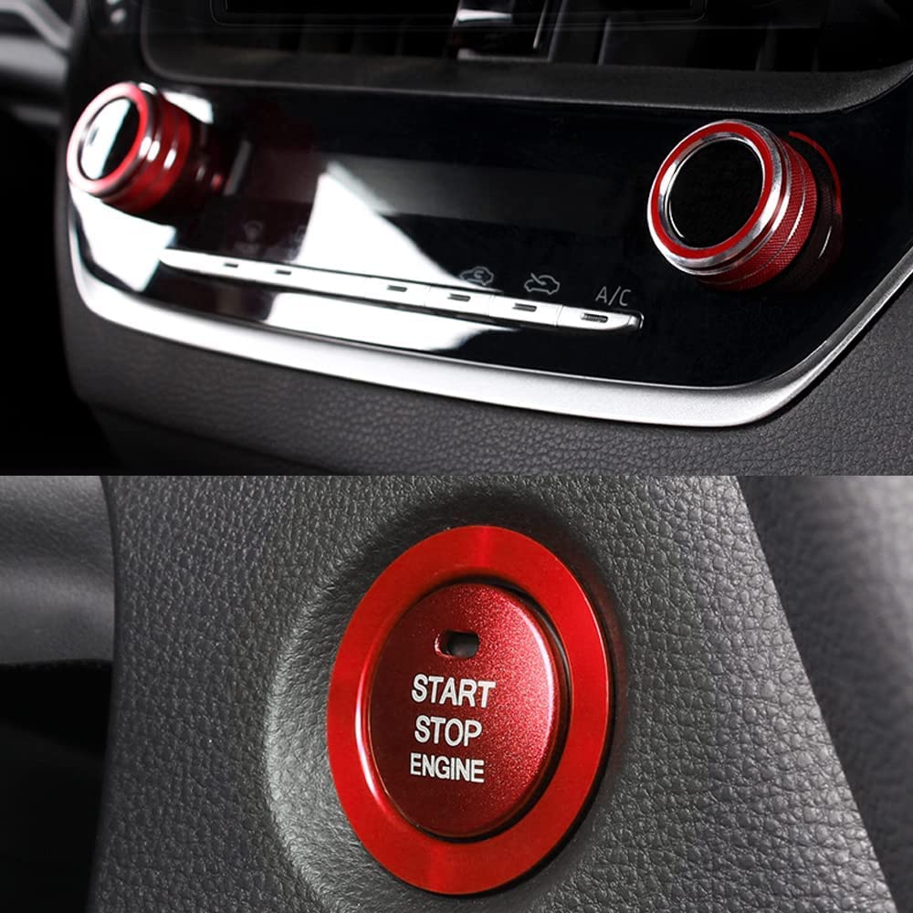 【送料無料】Komie トヨタ 新型カローラ 210系(2018年6月~現行) カローラクロス 10系(2021年9月~現行) エアコンダイヤルカバー エンジンスタート スターターリング アルミカバー 4pcs 色：レッド