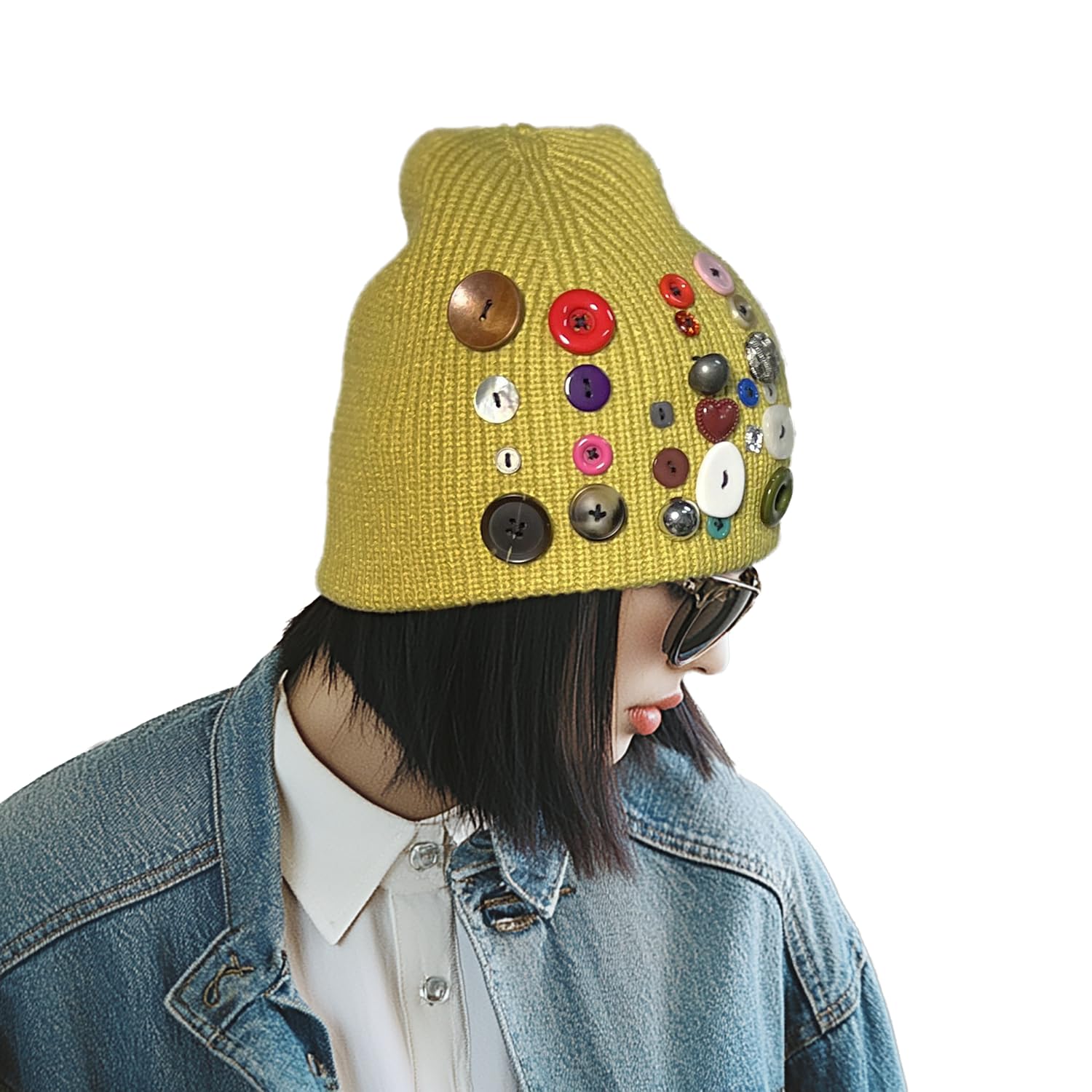 【送料無料】[Clape] ニット帽 厚手 防寒帽子 ビーニー ボタン 手作り 暖かい 秋 冬 冬用帽子 保温 伸..