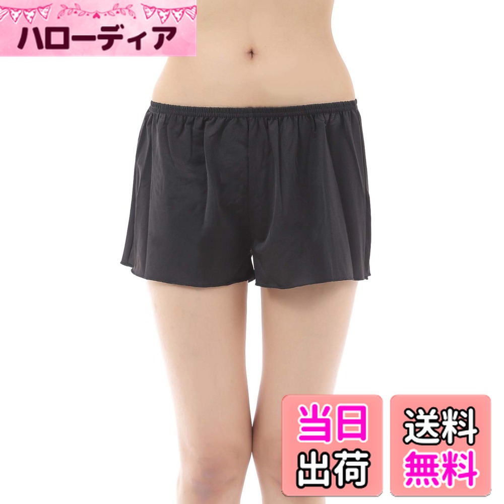 【送料無料】[Liapom] ペチパンツ ペティキュロ 無地 ペチコート インナーパンツ タップパンツ 透けない 透け防止 レディース 色：ブラック、サイズ：L-LL