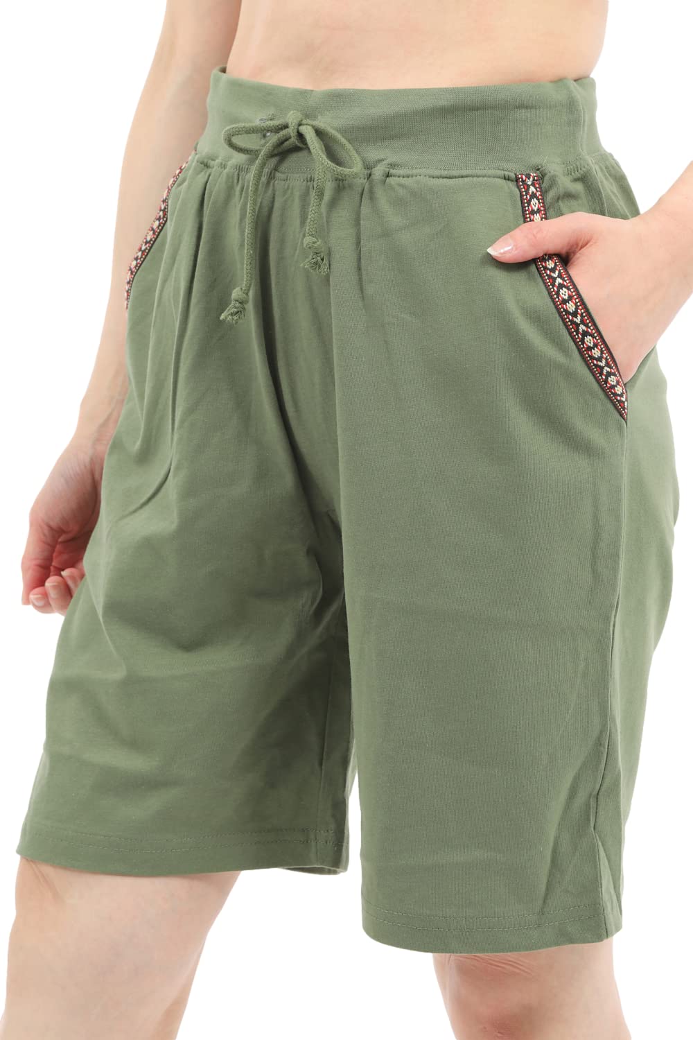 【送料無料】[onion cross] ルーム パンツ ショート ルームウェアー 短パン 部屋着 ズボン ハーフパンツ ショーパン レディース 色：カーキ、サイズ：L