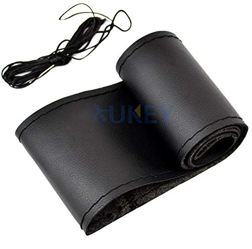 【送料無料】XUKEY 車ハンドルカバー ステアリングカバー DIY 超ソフト UFL 編み込み式 手縫い 色：ブラック