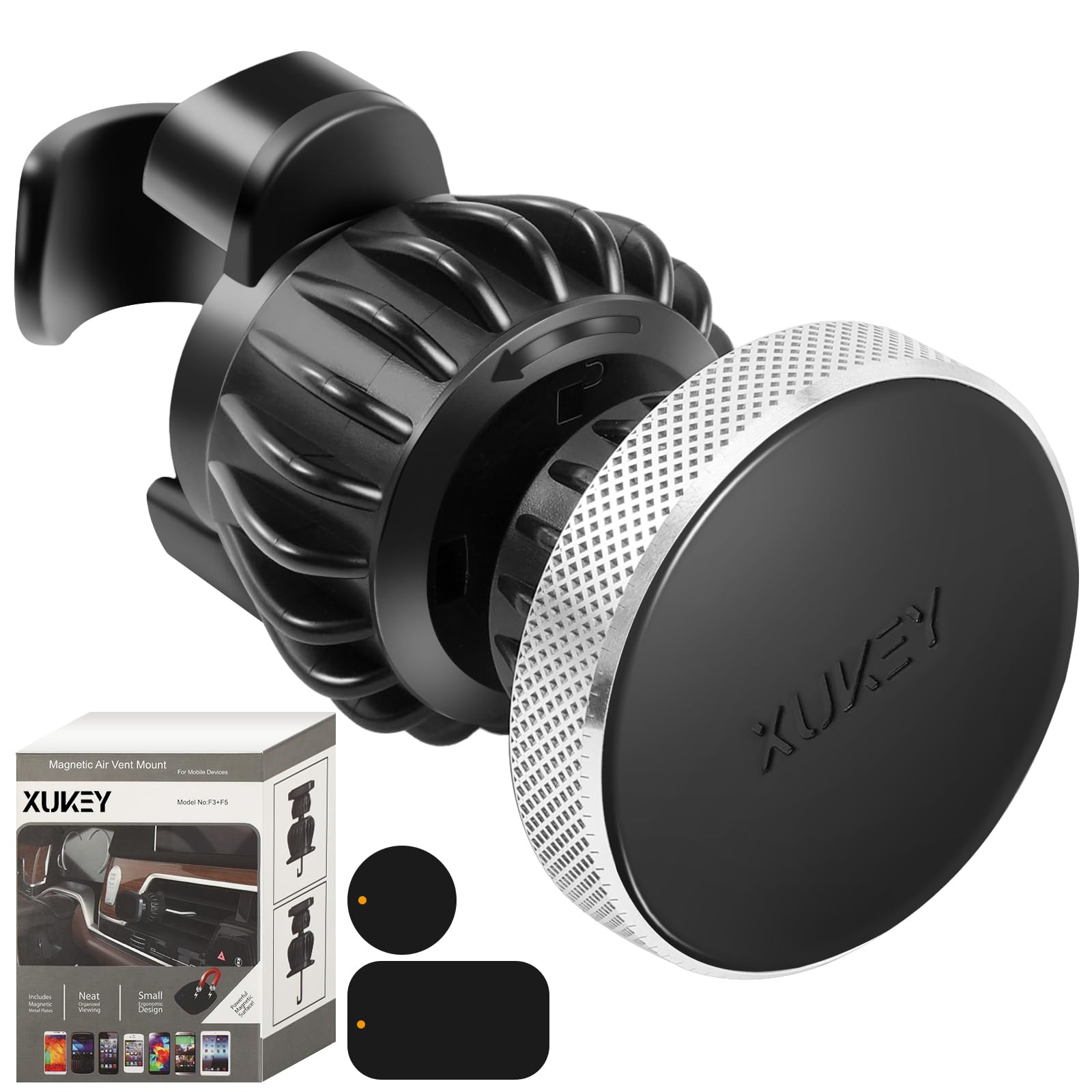 【送料無料】XUKEY 2in1車載ホルダー＆フック 後部座席 スマホホルダー 車 マグネット 車 フック 荷物かけ エンタメ＆収納 多機能 Magsafe式 後部座席専用設計 車載スマホホルダー ヘッドレスト用 回転 超強磁力 片手操作 衣類 カバン 傘 カップ 鍵 金属リ 色：ブラック