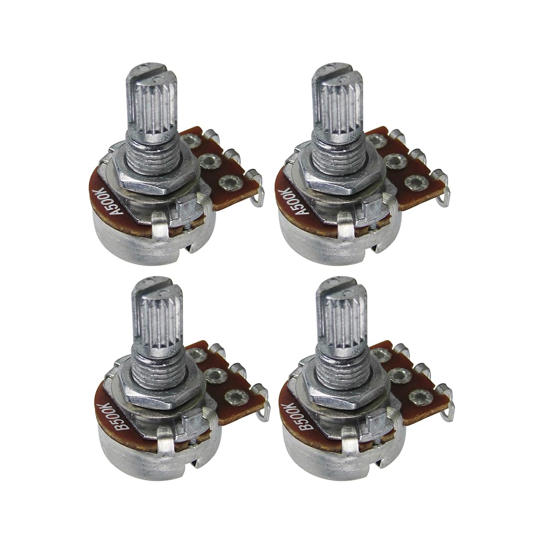 商品情報商品の説明主な仕様 エレキギター/ベース用ミニ・ポテンショメーター、ボリューム/トーン・コントロールの交換に最適粗いローレット加工が施された15mmの短いスプリットシャフト、直径6mmのシャフトは、ほとんどのコントロールノブに適合します。シャフト直径: 約6mm/0.24インチ、スレッド直径: 約7mm/0.28インチバヨネット付き18本歯ギターノブ用粗目18スプライン・スプリットシャフト・インペリアル・スレッドポットパッケージを含む： 2pcs A500K + 2pcs B500K ギター・ポット