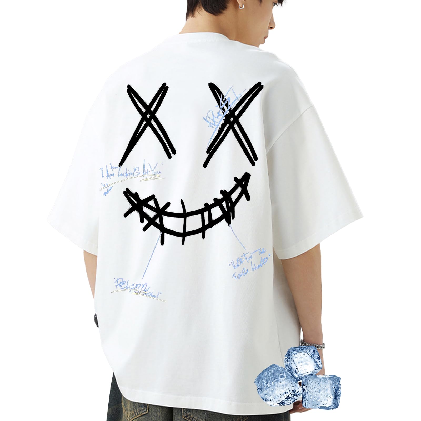 【送料無料】[uptoyou] Tシャツ メンズ 半袖 ビッグシルエット 大きいサイズ ストリート系 透けない 笑..