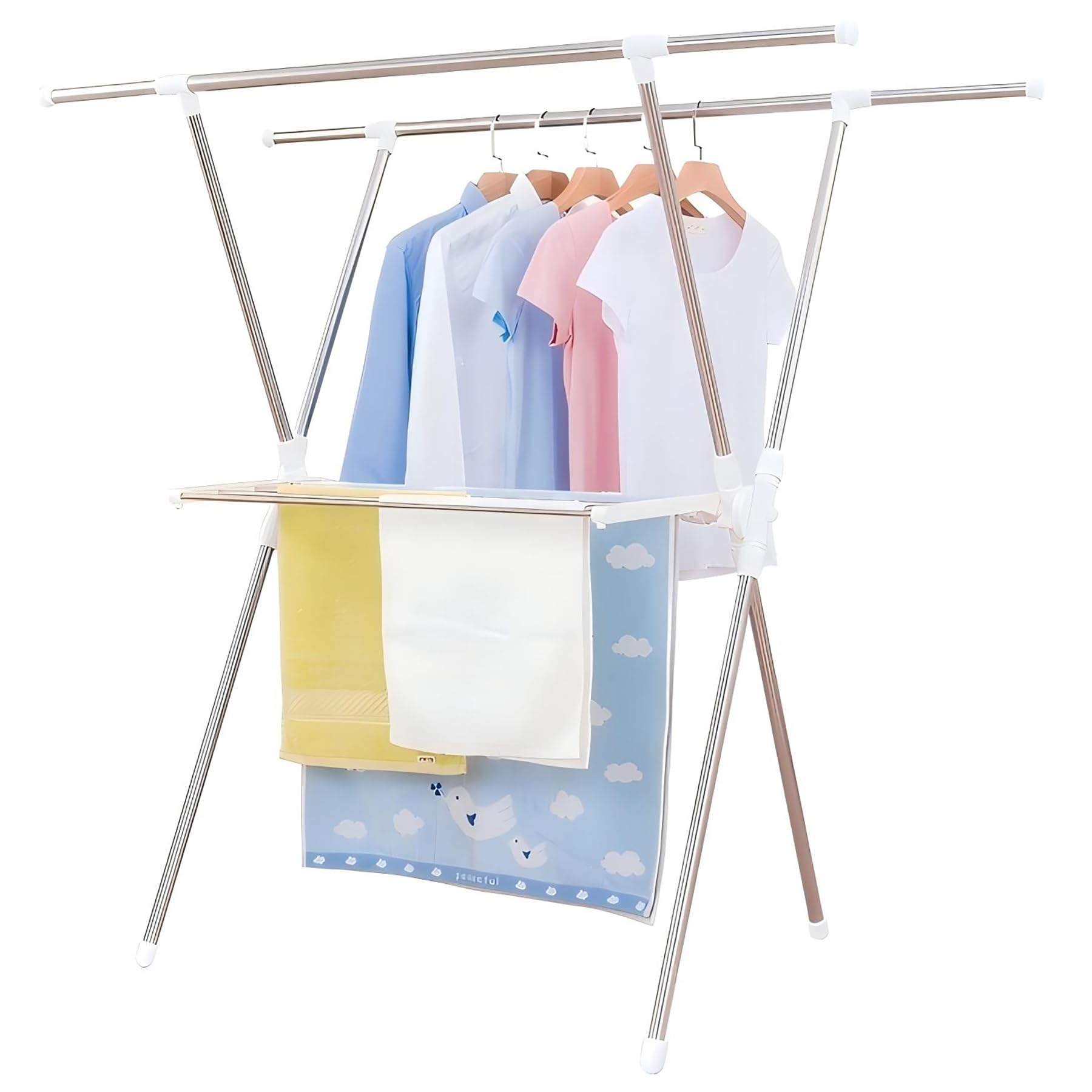 【送料無料】WGWJM 洗濯物干し 物干しスタンド 室内 屋外 伸縮 物干し x型 ベランダ用 物干しラック 折りたたみ ステンレス製 防サビ 高耐荷重 耐荷重...