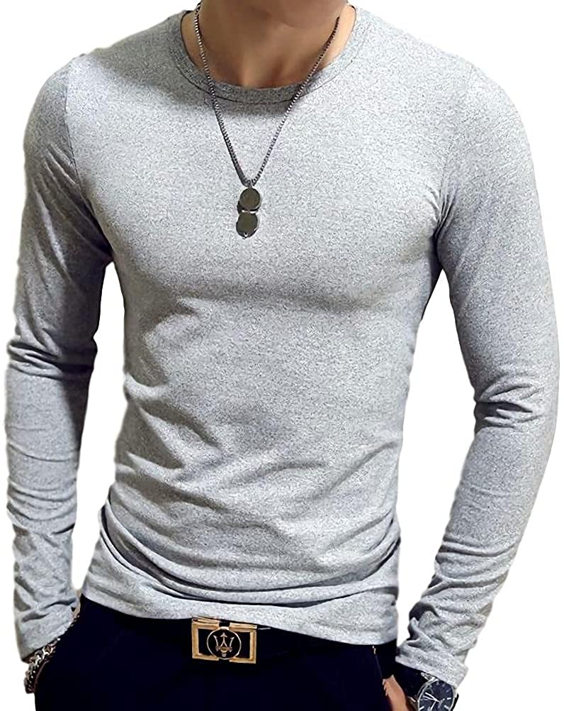 【送料無料】[aspersio] [アスペルシオ] ストリート シンプル 長袖 インナーシャツ メンズ 色：灰色クルーネック、サイズ：2XL