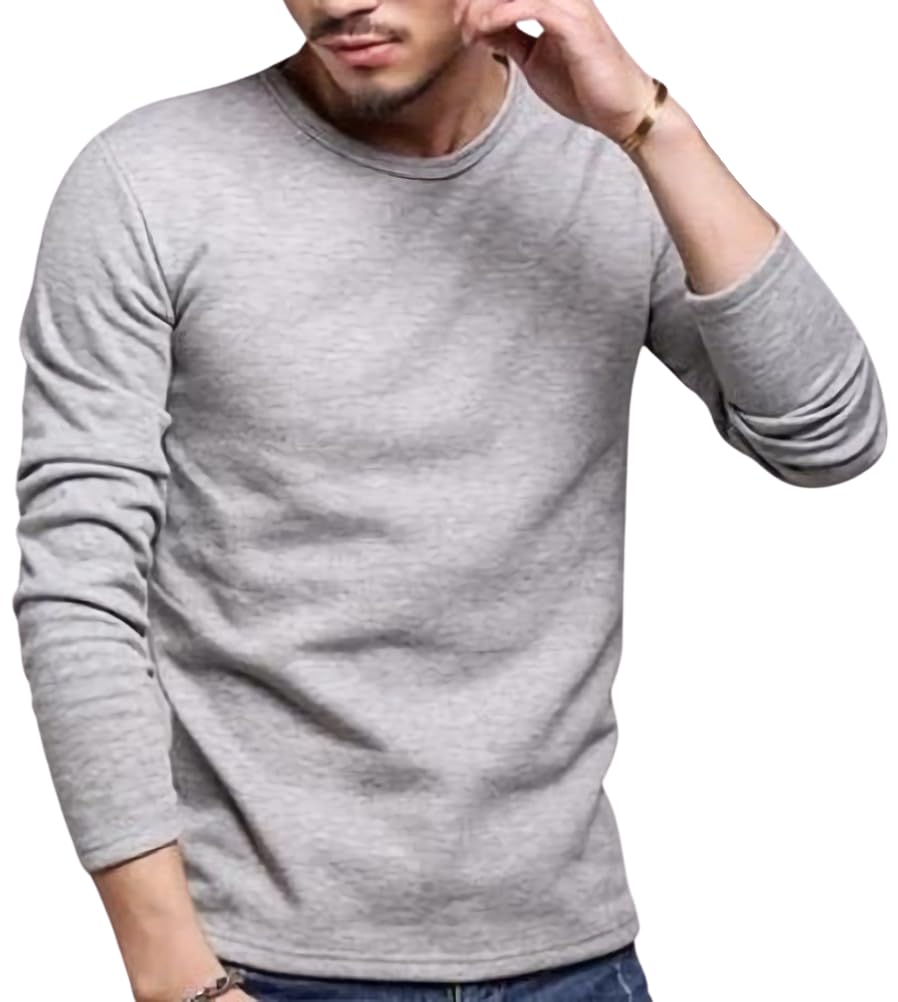 【送料無料】[aspersio] [アスペルシオ] ストリート シンプル 長袖 インナーシャツ メンズ 色：グレー(厚手)、サイズ：M