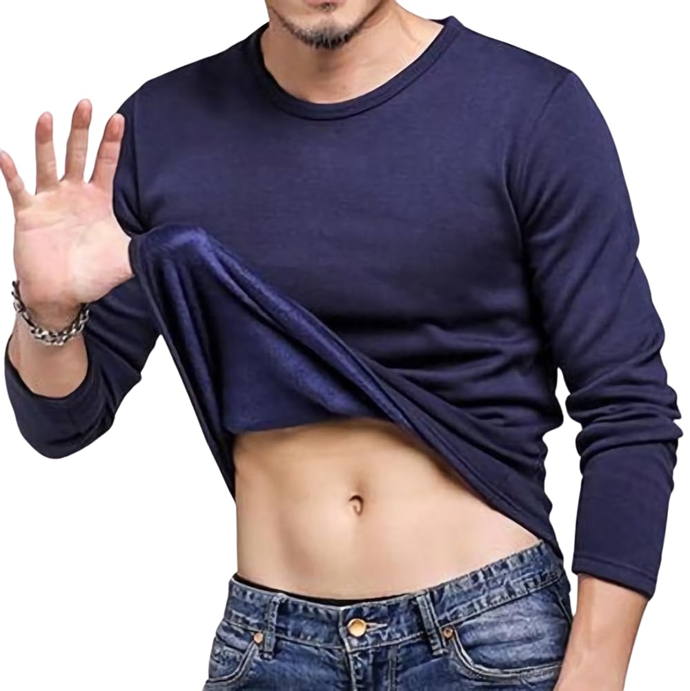 【送料無料】[aspersio] [アスペルシオ] ストリート シンプル 長袖 インナーシャツ メンズ 色：ネイビー(厚手)、サイズ：XL