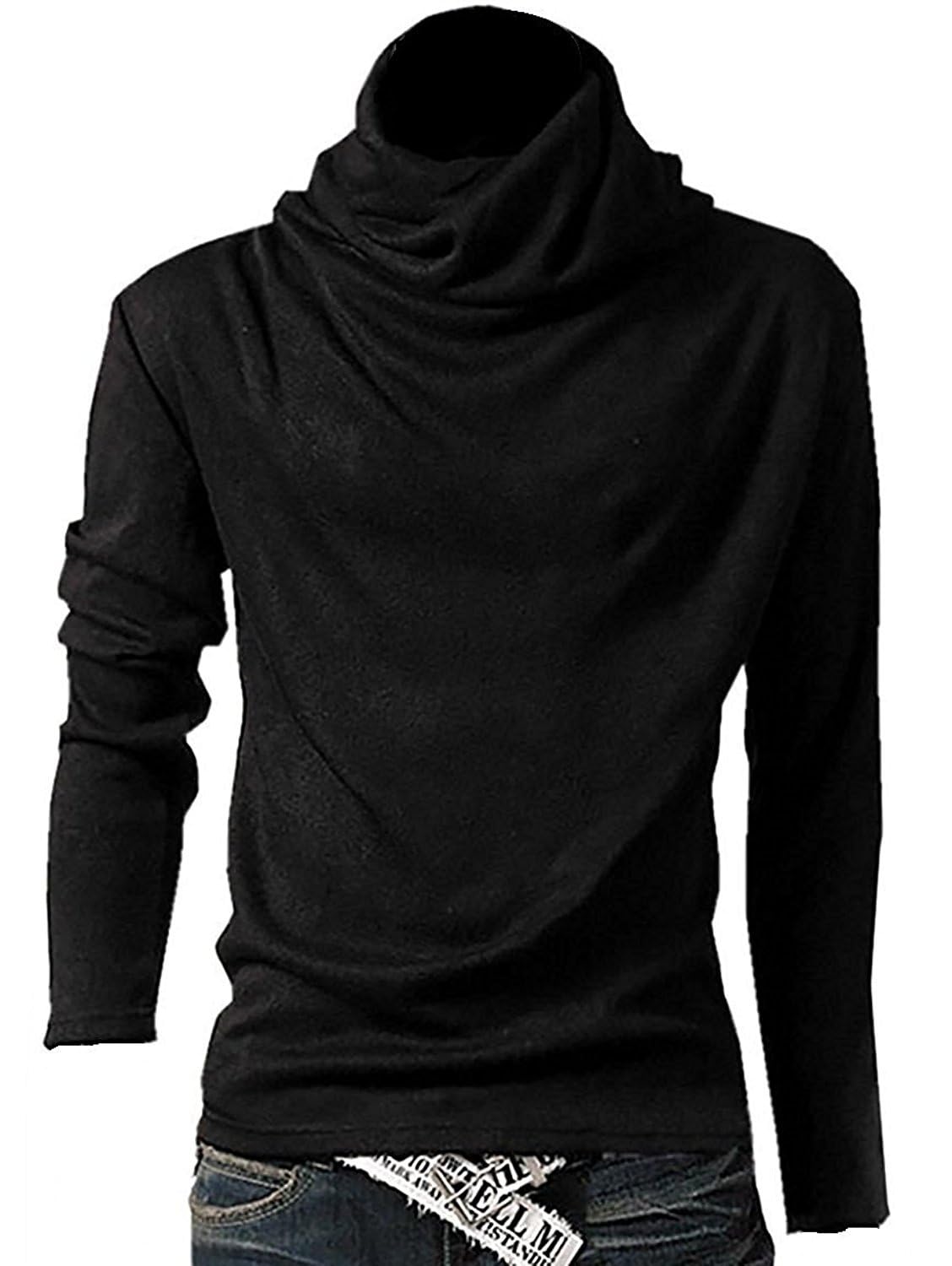 【送料無料】[aspersio] [アスペルシオ] モックネック インナー シャツ 無地 カットソー メンズ 色：ブラック、サイズ：M