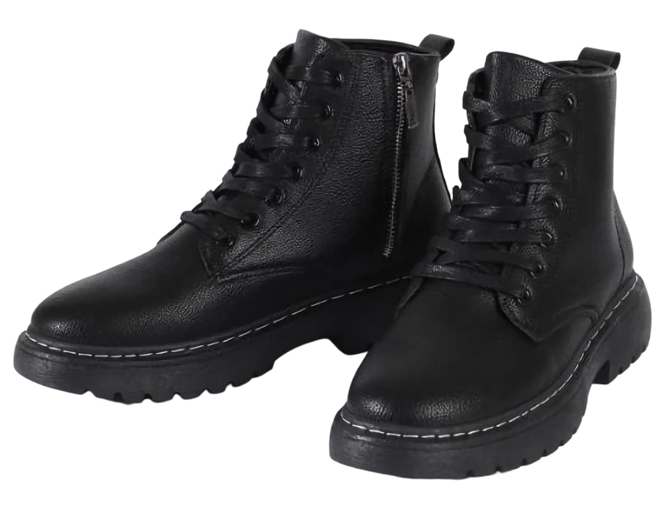 【送料無料】[aspersio] [アスペルシオ] 大人カッコいい ハイカット ブーツ ビジュアル系 サイドジップ 厚底 編み上げ レースアップ シューズ メンズ 色：ロータスブラック、サイズ：24.5 cm