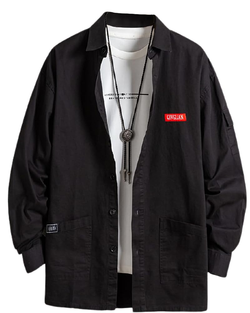 【送料無料】[aspersio] [アスペルシオ] 長袖 ワークシャツ 襟付き お洒落 トップス メンズ 色：ナチュラルブラック、サイズ：S