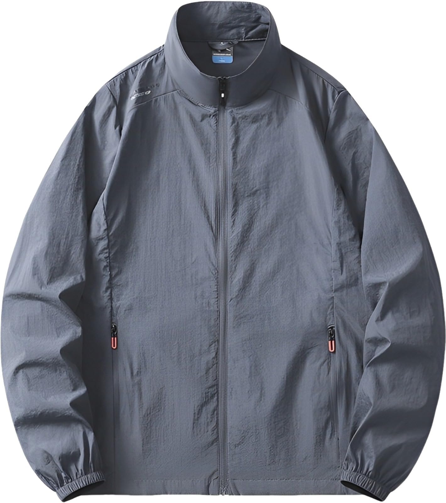 【送料無料】[aspersio] [アスペルシオ] 立ち襟 ジャケット 薄い 長袖 ストリート カジュアルウエア 軽量 ライトアウター メンズ 色：ダークグレー、サイズ：L