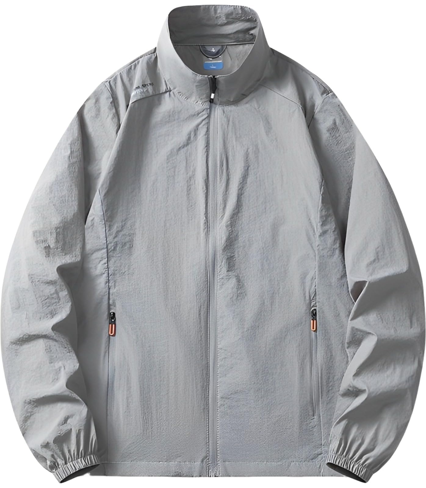 【送料無料】[aspersio] [アスペルシオ] 立ち襟 ジャケット 薄い 長袖 ストリート カジュアルウエア 軽量 ライトアウター メンズ 色：ライトグレー、サイズ：M