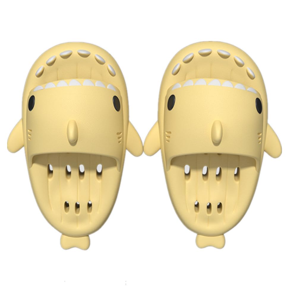 【送料無料】[kaitesi] バススリッパ サメサンダル 水切り 厚底 サメ スリッパ 足マサージー 浴室 お風呂 水はけ 穴 シャワースリッパ 足換気 可愛い 面白い 室内履き 滑らない ルームシューズ 男性 女性 個性 色：イエロー、サイズ：26.0 cm